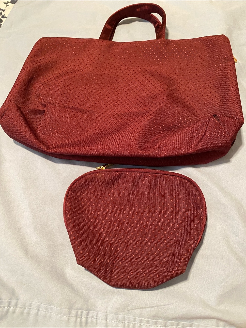 Red Women's Tote Bag with Matching Pouch